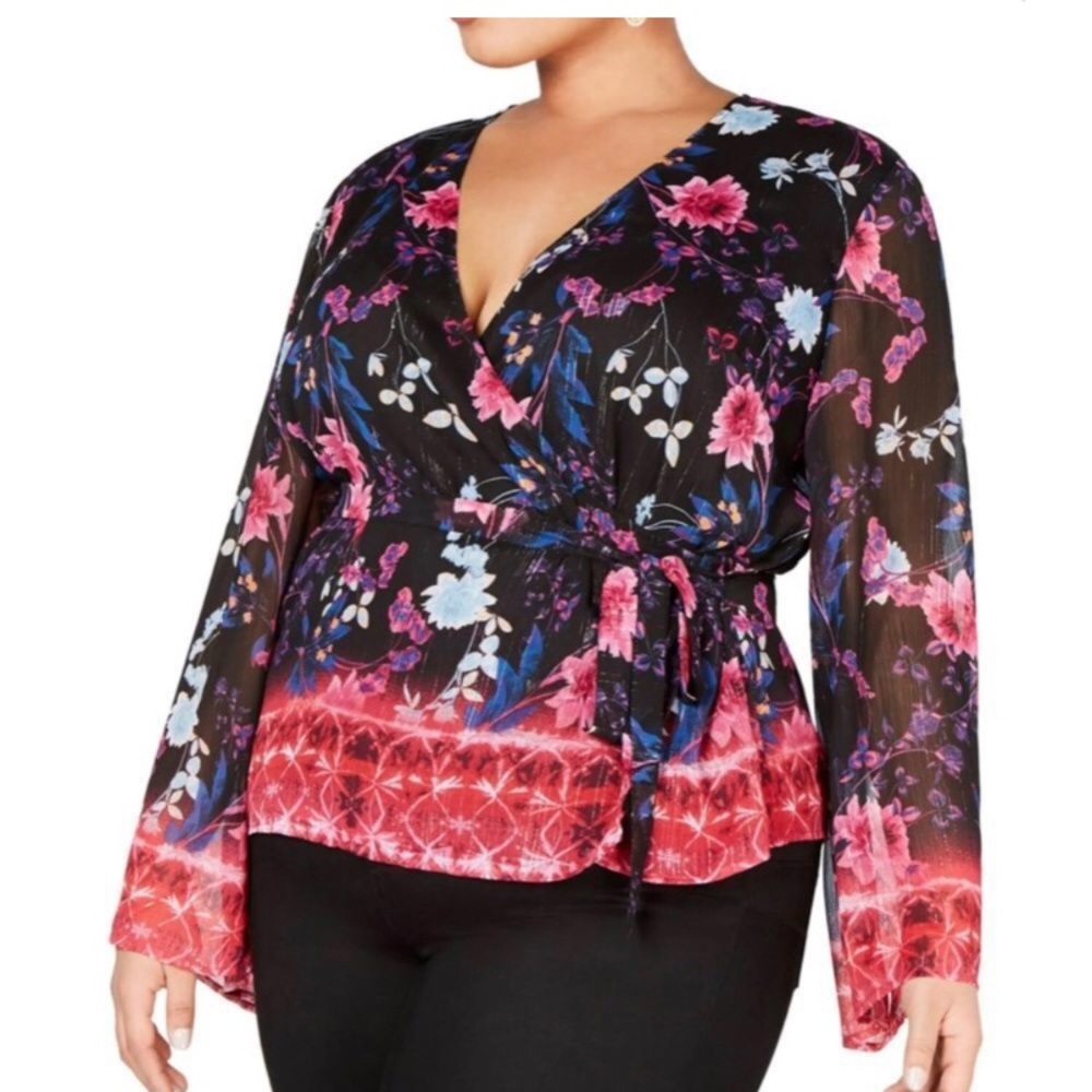 INC Floral Wrap Blouse